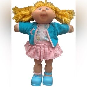 CPK Doll with Blue Jacket, Pink Plaid Skirt and Blue Shoes